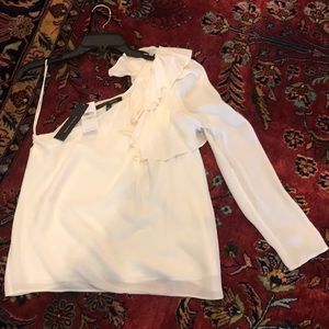 Cynthia Steffe ivory silk one shoulder top size 4